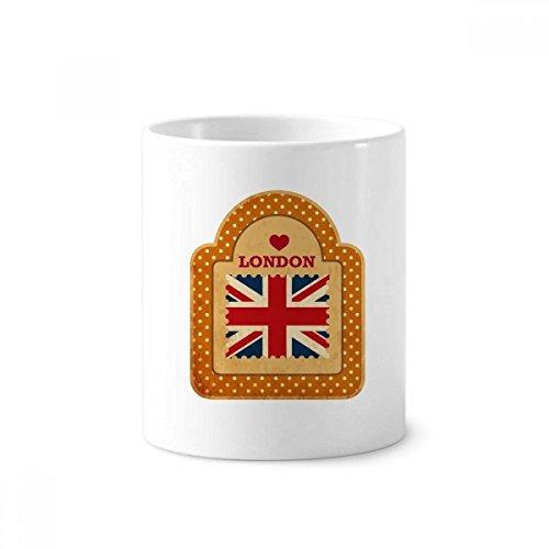 DIYthinker Point UK London Stamp Union Jack Ceramic Toothbrush Pen Holder Mug White Cup 350ml Gift 9.6cm high x 8.2cm Diameter