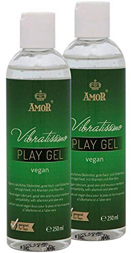 VIBRATISSIMO Play Gel vegan 2x250 ml - Lubrificante senza sostanze animali - Gel lubrificanti a base acqua - per giocattoli sessuali in silicone e preservativi in ​​lattice