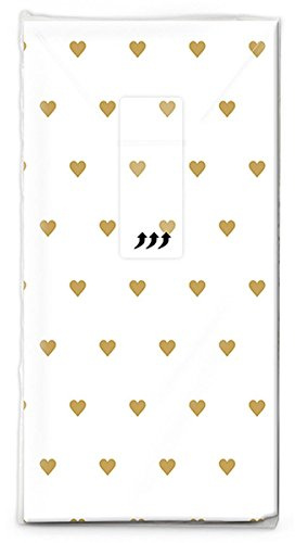 10 Packungen Taschentücher 'Herzen' gold für die Freudentränen (100 Stück) - Hochzeit, Taufe oder Kommunion