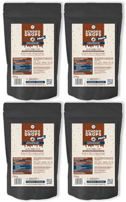 NO SUGAR SUGAR Vollmilch Schokodrops Schokolade mit 39% Kakao Anteil (250g) Hergestellt ohne Zuckerzusatz, gesüßt mit Erythrit und Stevia (4x 250g)