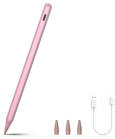 ANYQOO Stift für iPad, Palm Rejection, Neigung, USB-C Schnellladung | Für iPad Pro Air Mini 2018-2026, Kein Bluetooth, 15H Akku, Magnetisch, 0.1mm Pixelgenau, 3 Ersatzspitzen, DE Support