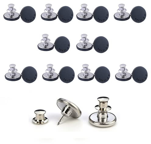 10 Stück Jeans Knöpfe Ohne Nähen, 17mm Button Pins Jeans, Hosenknöpfe Zum Stecken, DIY Jeansknopf, Knöpfe Hosen Enger Machen, Jeans Knöpfe zum Erweitern oder Reduzieren der Hosengröße(Schwarz)