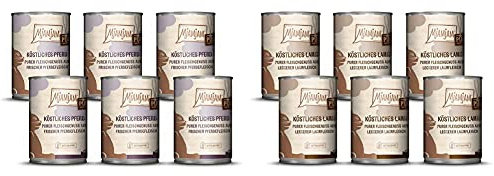 MjAMjAM - Premium Nassfutter für Katzen - purer Fleischgenuss - zartes Känguru pur, 6 x 400 g & Premium Nassfutter für Katzen - purer Fleischgenuss - köstliches Lamm pur, 6er Pack (6 x 400 g)