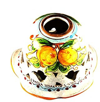 Coppa in ceramica siciliana Santo Stefano di Camastra attacco piccolo E14 ricambio per lampadario lampada applique plafoniera decoro limoni