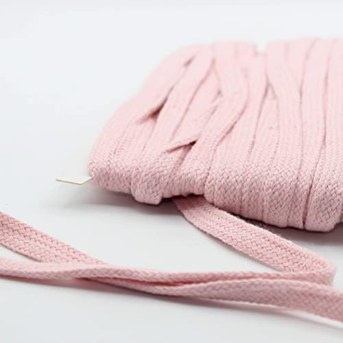 LEDUC Flaches Baumwollseil, geflochten, 10 Farben erhältlich, 1 cm, 20 m, zum Nähen, Kapuzen-Sweatshirt, Trainingsanzug, Rosa (I)