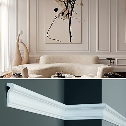 Cadre mural décoratif en polyuréthane blanc rigide de 2 mètres (mieux que le polystyrène et le plâtre) à appliquer comme bords ou carreaux muraux