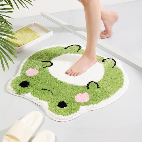 Panstar Nette rutschfeste Frosch Badewanne Teppich, Luxus Saugfähige Shaggy Dusche Teppich, Nette Tier Geformt Waschbar Badezimmer Dekor