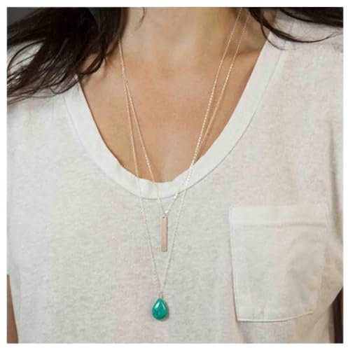 Cimenexe Böhmische Geschichtete Türkis Bar Choker Halskette Wassertropfen Türkis Halskette Blau Türkis Anhänger Halskette Silber Bar Halskette Kettenschmuck Für Frauen Und Mädchen
