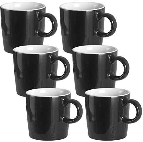 homEdge Mini Procelain Espresso Cup, 4 Ounces / 120 ml Tiny Ceramic Coffee Mugs Demitasse for Espresso, Tea- Set of 6, Black (206CEC060223)