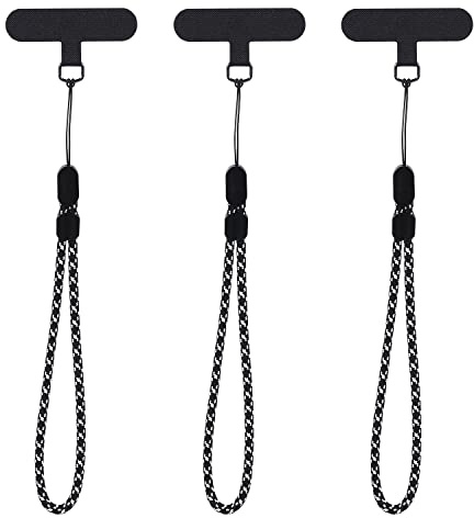 TOYMIS 3pcs Phone Tether Tab, Multifunctional Cell Phone Tether Tabs with Adjustable Lanyard Hanging Attachment for Smartphone Mobile Phone (Black&White)