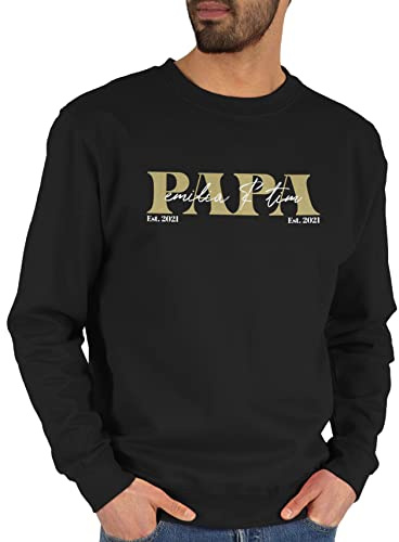 Geschenk mit Namen personalisiert by Shirtracer - Sweater Pullover Sweatshirt Herren Damen - zum Vatertag - Papa Geschenk mit Namen Kinder Datum Geburtsjahr I Weihnachten I Geburtstag