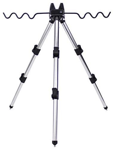 DAZZLEEX Multifunctional Fishing Rods Tripod Stand Rest,Retractable Fishing Bracket Tripod Aluminum Foldable Fishing Rod Pole Holder Silver
