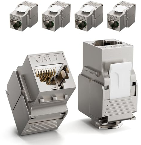 LEENUE 6 Pack RJ45 Keystone Jack Cat7 10 Gbps/600MHz, Gold-pated Keystone Modul for CAT7 CAT6A CAT6 Network Cable PoE, RJ45 Connector, Ethernet Patch Network Cable, Ethernet Socket and Patch Panel