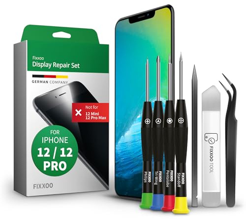 GIGA Fixxoo® Adecuado para iPhone 12 Pantalla Original [Incluye Kit de Herramientas] – Cristal Retina LCD con Pantalla táctil – Kit de reparación de Pantalla Original iPh