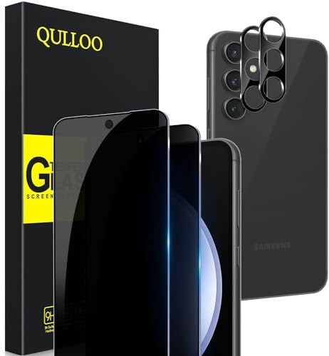 QULLOO Sichtschutz Schutzfolie für Samsung Galaxy S23 FE 5G, 2 Stück Anti Spy Displayschutzfolie mit 2 Stück Kameraschutz [9H Härte Privacy Glas Folie] [Anti-Peeping Schutzglas]