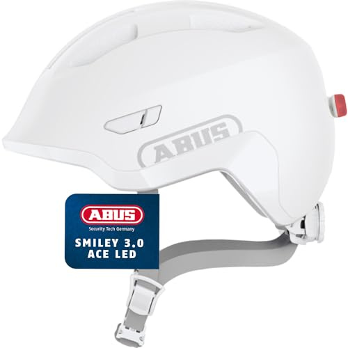 ABUS barnhjälm Smiley 3.0 LED - cykelhjälm med belysning - djup passform & plats för flätor - för flickor och pojkar