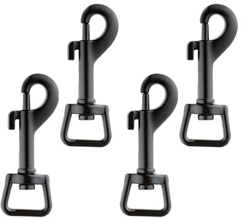KSJEHW Mosquetón con Articulación Giratoria Aleación de Zinc 360 Grados girado para Correa de Perro Montañismo Llavero 66.7mm, Negro (4 Piezas)