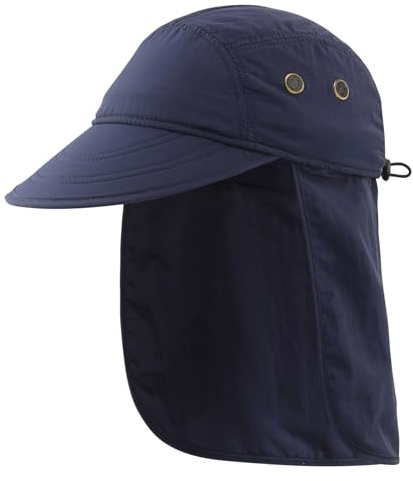 Decentron Mens Baseball Cap with Neck Flap UPF 50+ Sun Protection Hat for Hiking Fishing Gardening Hat with Flap Navy Blue