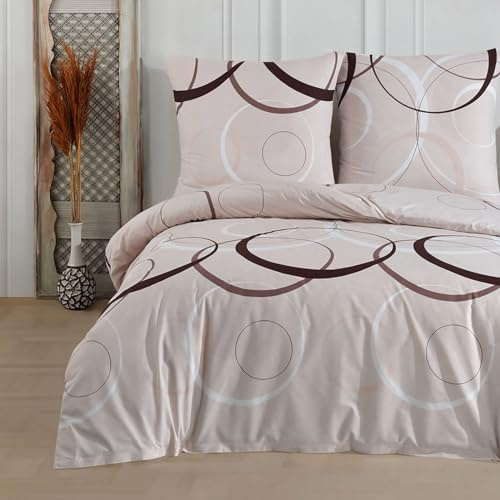 Buymax Bettwäsche 200x220 cm – Bettwäsche Set 3-teilig 200 x 220 cm, Renforcé 100% Baumwolle, Bettbezug mit 2 Kissenbezügen 80x80 cm, Oeko-TEX, Reißverschluss, weich und atmungsaktiv