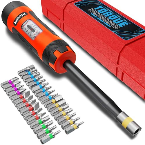 Aiourx Long Shank Torque Screwdriver Wrench Driver Set, 5-55 Inch Pounds lbs, 32 Pcs S2 Steel Bits for Bicycle Mechanics, Mounting