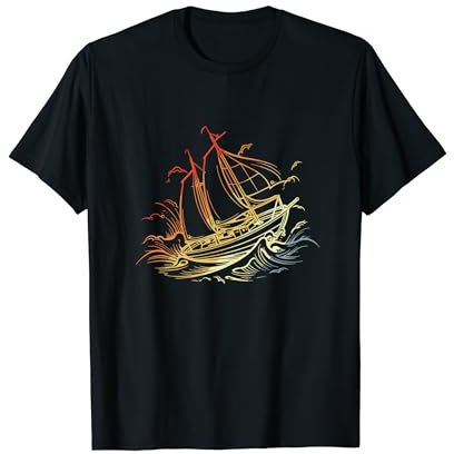 Retro Segeln Skizze Segelliebhaber Segeltörn T-Shirt