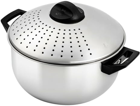 WXFKLDJ 4,8 Quart Nudeltopf Aus Edelstahl Mit Siebdeckel Und Verriegelungsfunktion, Zum Kochen Von Nudeln, Gemüse Oder Soße