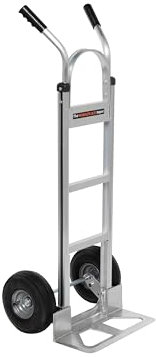 The Workplace Depot Industrial Sack Truck – Lightweight Aluminium Construction with 300kg Load Capacity, Pneumatic Rubber Wheels, Ergonomic H Handle – Heavy Duty Trolley for Warehouses & Offices