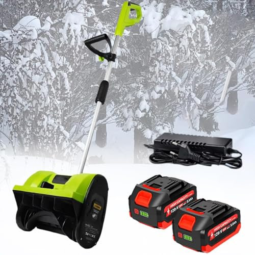 QYMLSH Pala da Neve A Batteria con Direzione Regolabile, Spazzaneve Elettrico Portatile con 2 Batterie, Distanza di Lancio di 8 M, Spazzaneve Ricaricabile for Strade Scolastiche E Vialetti