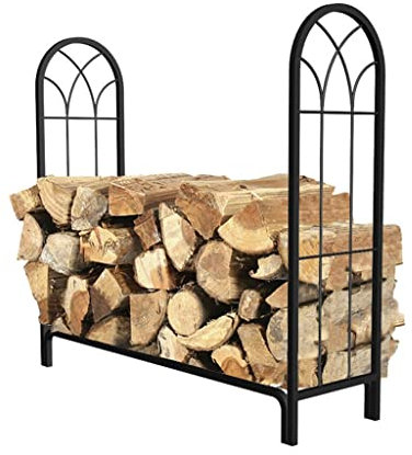 Étagère à bois de chauffage pour intérieur et extérieur - Support en métal avec rangement pour bois - Noir - 120 cm
