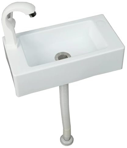 TYTFTDLD Badezimmer Kunststoff Waschbecken mit Ablaufarmaturen und Wasserhahn, Badezimmer Waschbecken, rechteckiges modernes Design Waschbecken, geeignet für kleine Räume[40x20x11cm]