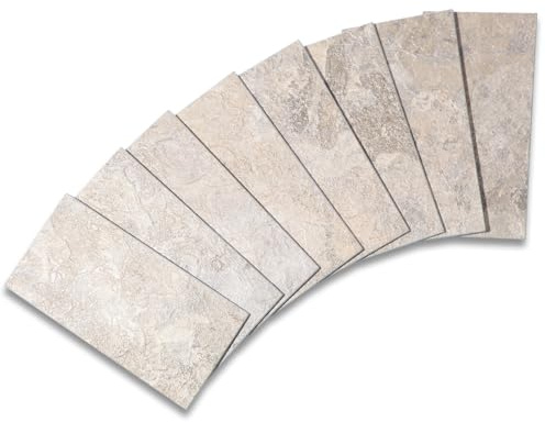 Yipscazo 100 PCS peler et bâton backsplash carreaux pour la cuisine, bâton étanche sur carreaux pour la salle de bain(30.5cm x30.5cm,Beige)