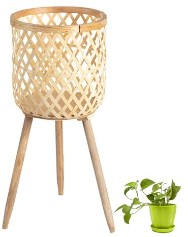 Fmzrbnih Sgabello per Piante in - Supporto per Piante Minimalista, Porta Piante da Interno | Supporto per Piante Rialzato con Cesto in, Organizer Multiuso per Vasi da Fiori, Vasi E Piante in Vaso