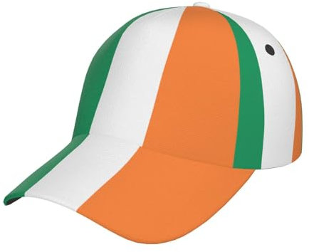 Baseballkappe mit irischer Flagge, stilvoll, gebogen, verstellbar, für Sommer, Strand und tropische Abenteuer, Schwarz, Schwarz , Einheitsgröße