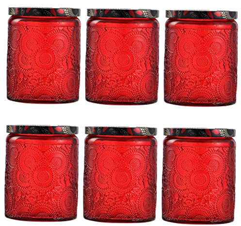 PERSELOSO 6piezas Vaso De Vela Repujado De Recipientes De Vidrio Para Hacer Velas Tarros De Vidrio Redondos Vacíos Para Diy y Aromaterapia