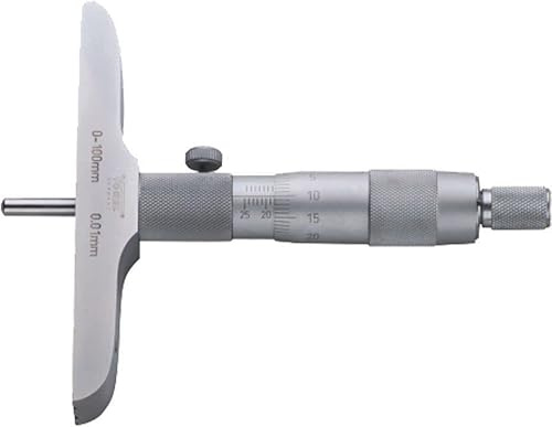 Micrómetro de profundidad, precisión de 0.01 mm, rango de 0-150 mm, ideal para medir profundidad en mecanizados y calibraciones.