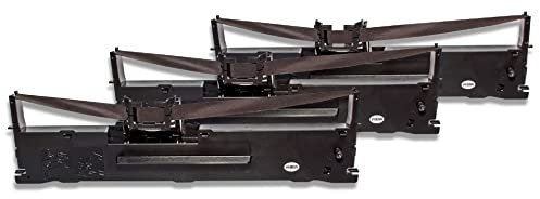 vhbw 3x Farbband Schriftband Ersatz für Epson C13S015307 für Nadeldrucker, Bondrucker - Schwarz