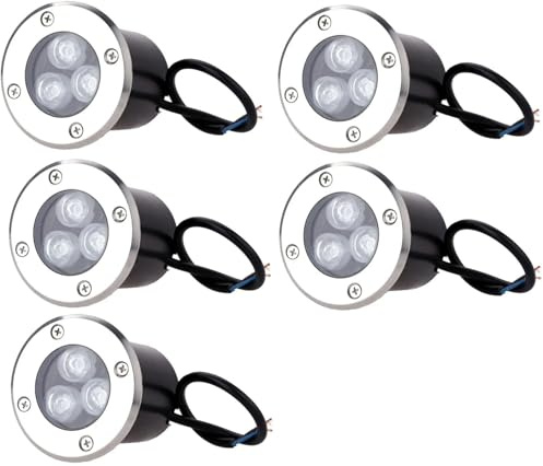 AntDau71® - 5 Pezzi Faretto a led segnapasso calpestabile da esterno viali sentieri giardino pavimento IP65 da incasso a terra luce calda 3000k - 220V (3 watt (9,5 x 8 cm))
