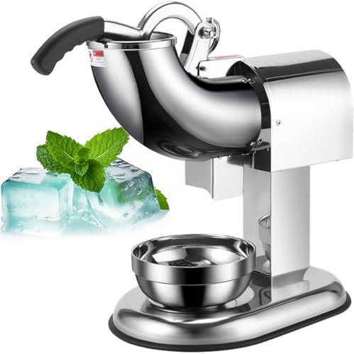 Machine à Cornets de Glace - Broyeur à Glace Professionnel, Machine à Cornets de Glace Pilée Électrique, 99 Kg/h, Moteur 1400 Tr/Min, entièrement en Cuivre, Corps en Acier Inoxydable,4knives