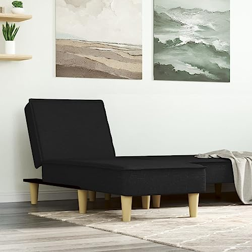Teenpull Chaiselongue Schwarz Stoff, Multifunktional Verstellbar für Sitzen, Entspannen, Schlafen, Bequemes Loungesofa für Wohnzimmer