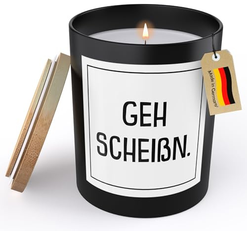 (HANDGEMACHT) Lustige Spruchkerze für Bad Klo Toilette Deko Badezimmer WC Geschenk Frauen Männer Sojawachs Kerze im Glas Schwarz Duftkerze Statement (VEGAN, ZITRUS)