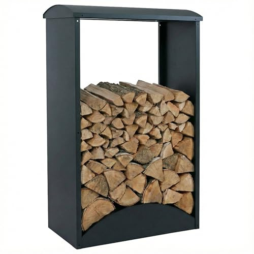 Mendler Brennholzlager HWC-P77, Kamin-/Feuerholzregal Holzlager Holzunterstand Outdoor Metall 160x98x50cm - grün