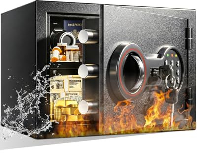25L Digitaler Möbeltresor | 35 Min Feuerfest Safe | Alarmanlage & Elektronisches Zahlenschloss | Tresor für Zuhause Wichtige Dokumente, Bargeld & Wertgegenstände