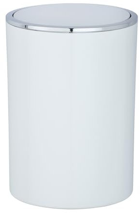 WENKO Kosmetikeimer Mod. Inca 5 Liter Abfallbehälter mit Deckel für Gäste-WC Badezimmer Mülleimer Kunststoff BPA-frei Weiß Ø 18,5 x 25,5 cm