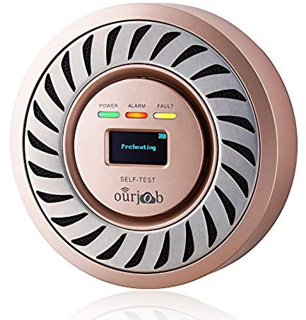 Detector de CO Alarma de monóxido de Carbono, Sensor electroquímico Batería de Litio Recargable CO Probador de Gas, USB Enchufe Monitor de CO con Pantalla OLED Digital para el hogar/Caravana(Champán)