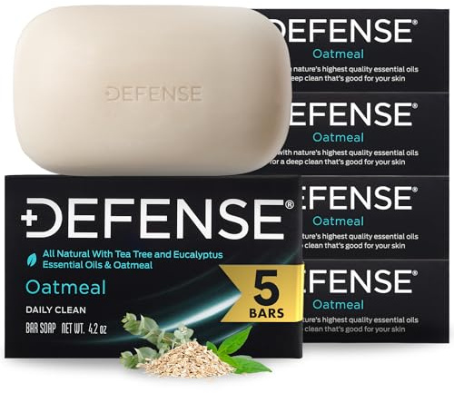Defense Soap 5pk All Natural Oatmeal Bar Soap for Men | Made by Wrestlers with Tea Tree Oil & Eucalyptus Oil to Promote Healthy Skin