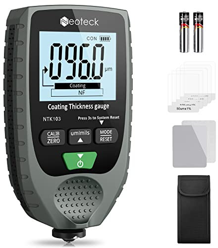 Neoteck Autolack-Schichtdickenmessgerät Handheld mit LCD-Display Hintergrundbeleuchtung für Stahl- und Aluminium-Basismetallautos 0-1500μm