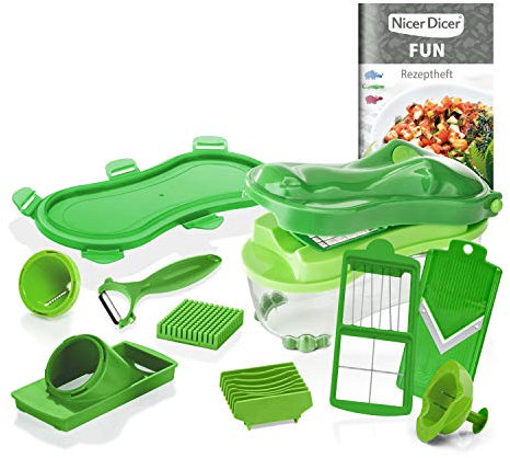 Genius Nicer Dicer Fun Croco (14 Teile) tierischer Nicer Dicer Spaß - unzählige Schneid-Möglichkeiten, Würfel, Stifte, Scheiben, Streifen, Viertel - für die gesunde Ernährung