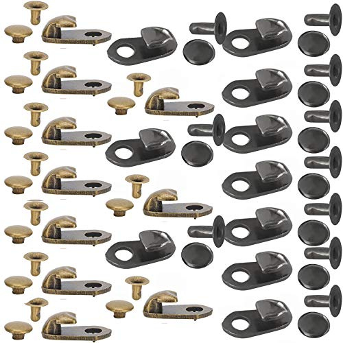 20 Sets Schnürsenkel Schnallen, Schnürsenkel Haken mit Nieten, Boot Hooks Spitzenbeschläge, für Camp Hike Climbing Repair Leder Boot Schuhe Reparatur Schnalle (Bronze, Grau)
