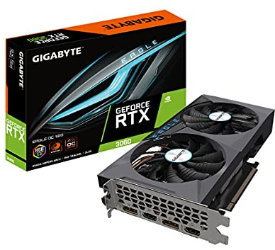Gigabyte GeForce RTX 3060 Eagle OC 12G (REV2.0), 2 Ventilateurs WINDFORCE, 12 Go 192 Bits GDDR6, GV-N3060EAGLE OC-12GD REV2.0 Carte vidéo