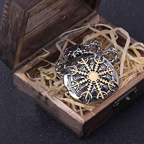 YABEME Vegvisir Kompass Wikinger Halsketten-Anhänger, Nordisches Skandinavisches Isländisches Symbol Edelstahl Vintage Amulett Schmuck, Medaillon-Ornament für Männer und Frauen